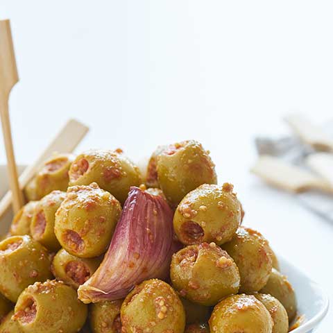 INDIAN SPICY PIMENTO OLIVES FROM SPAIN