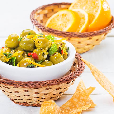 ORANGE AND MINT MARINATED OLIVES