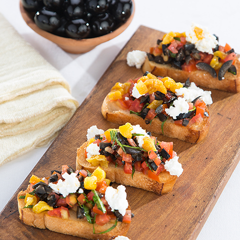 ROASTED TOMATO AND OLIVE BRUSCHETTAS