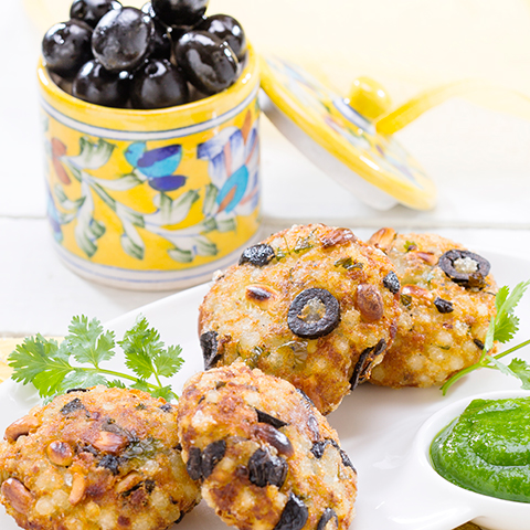 SABUDANA VADA WITH OLIVES FROM SPAIN